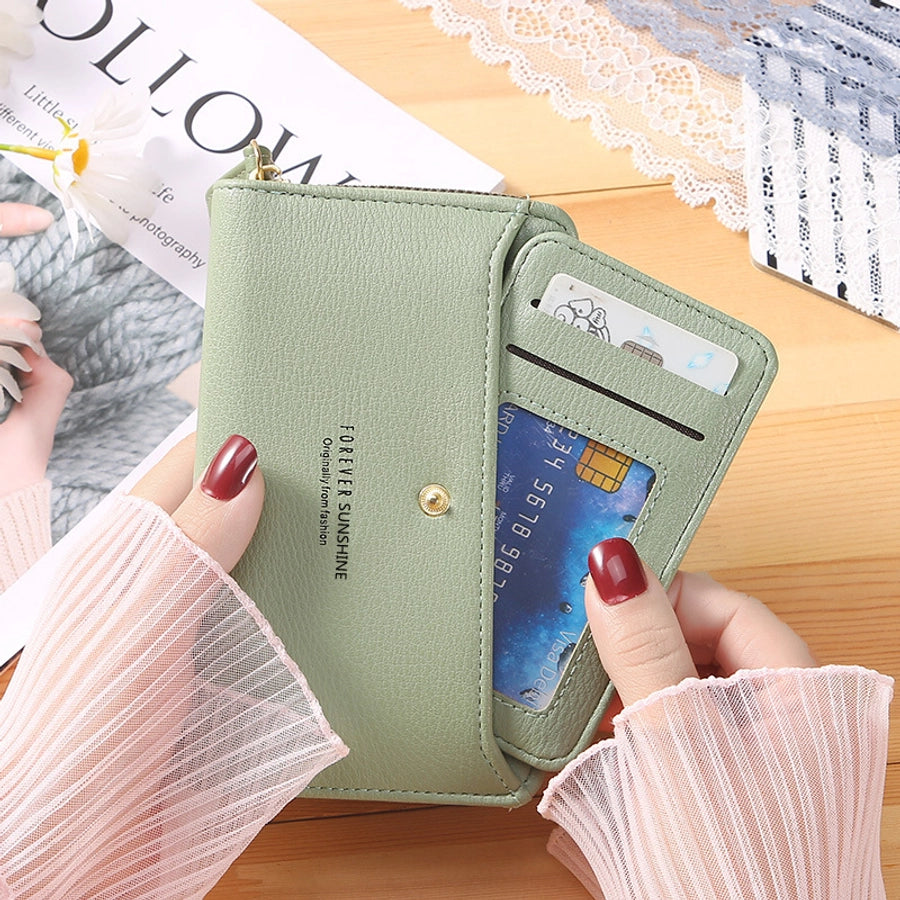 women's letter pu leather zipper wallets