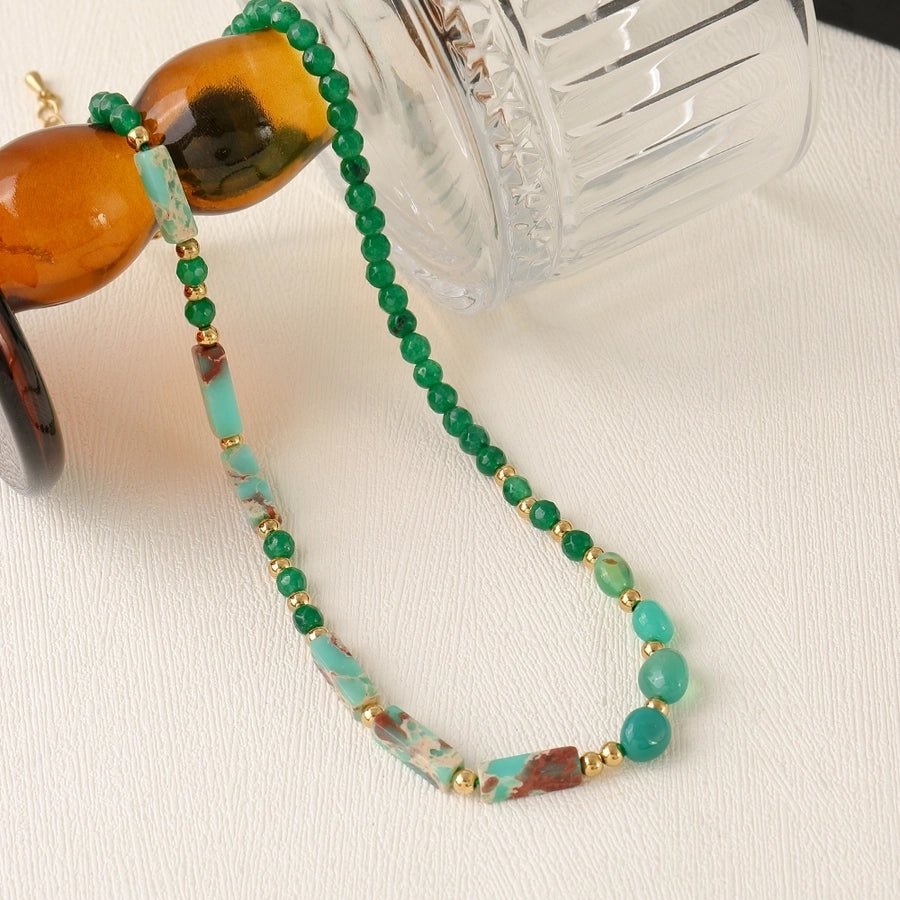 Casual Cute Irregular natural stone Copper Beaded Chain Necklace In Bulk Natural stone necklace