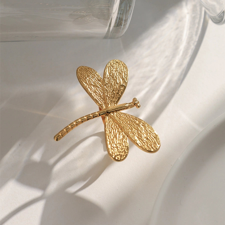 Jewelry Vacation Simple Style Dragonfly 304 Stainless Steel 14K Gold Plated Open Rings