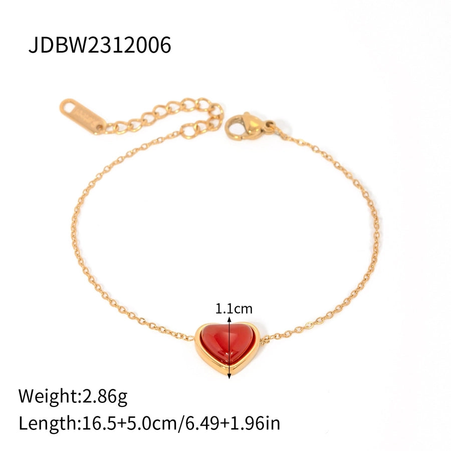 Jewelry Casual Exaggerated Heart Shape 304 Stainless Steel 18K Gold Plated Rings Bracelets Necklace