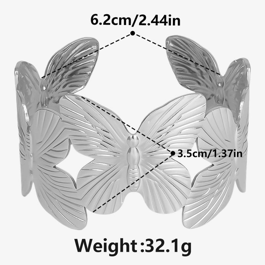 IG Style Solid Color Butterfly 304 Stainless Steel 18K Gold Plated Bangle In Bulk Stainless Steel Bracelets