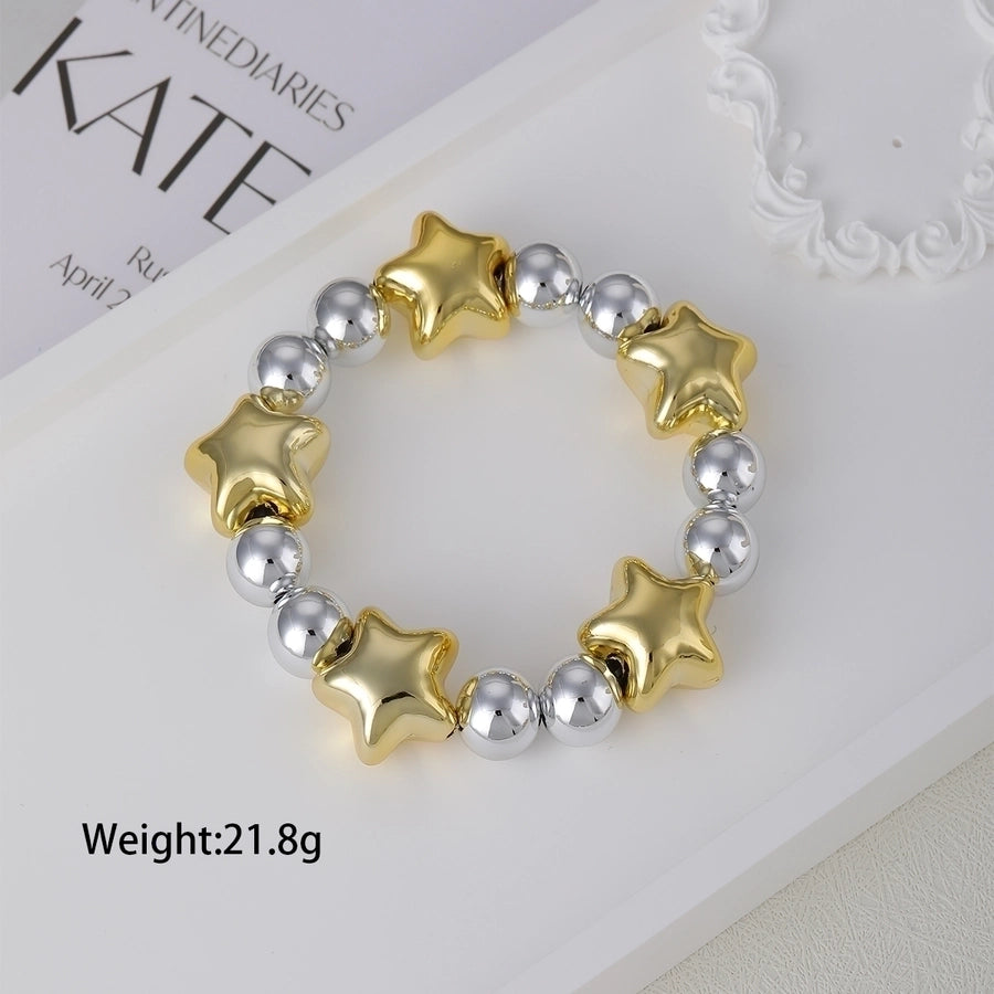 Simple Style Commute Pentagram Round Heart Shape 18K Gold Plated CCB  Beaded Bracelets