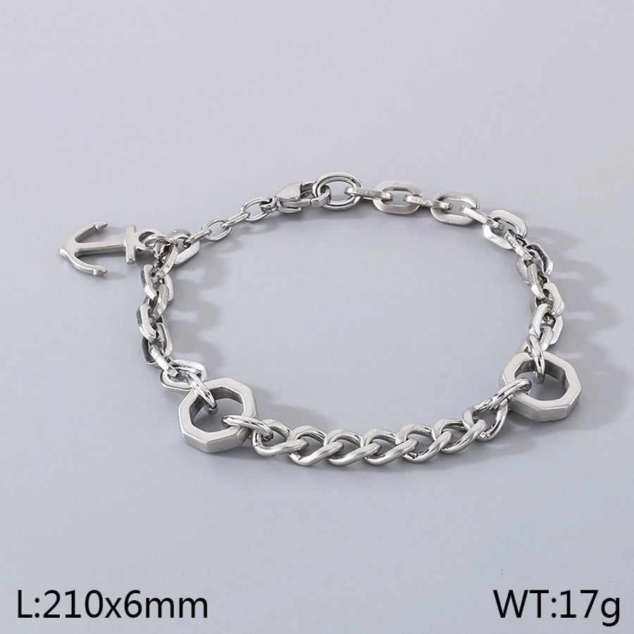 Simple Style Anchor 304 Stainless Steel cable chain Bracelets In Bulk