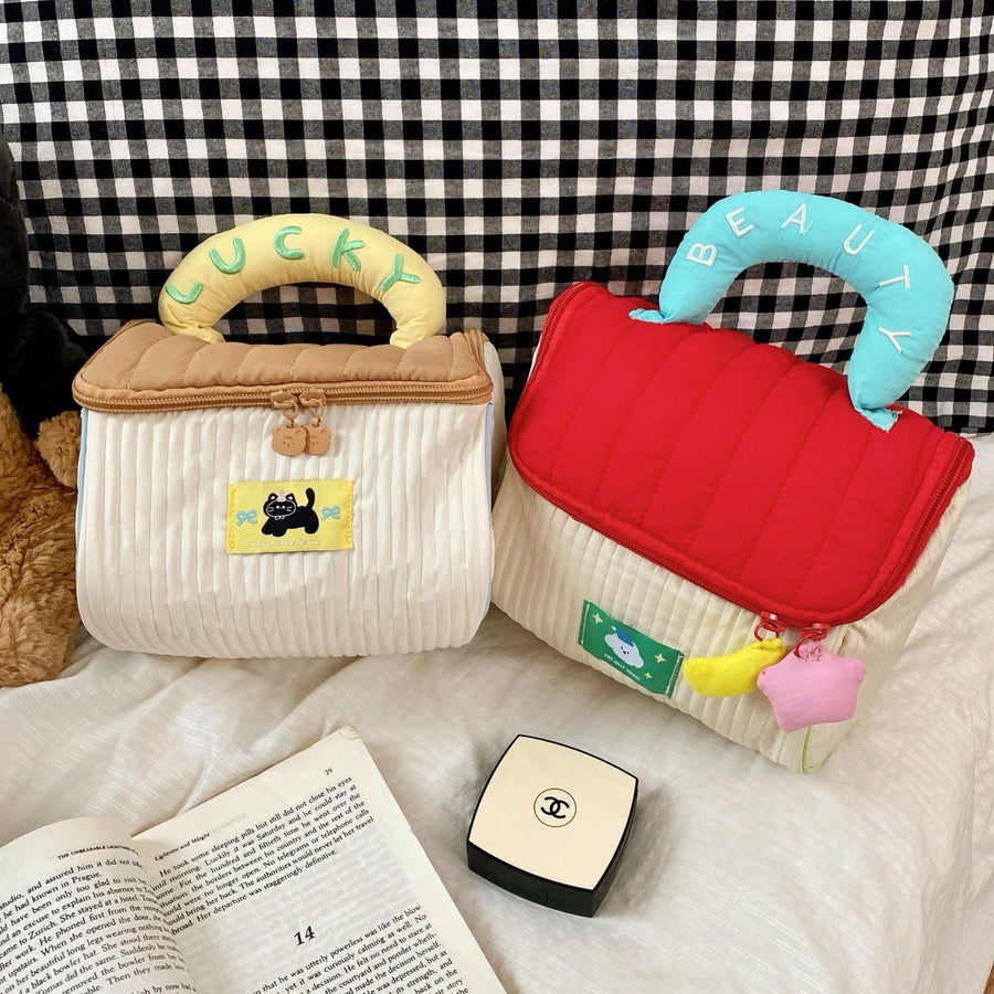 Cute Cartoon Cloth Square Makeup Bags & Storage