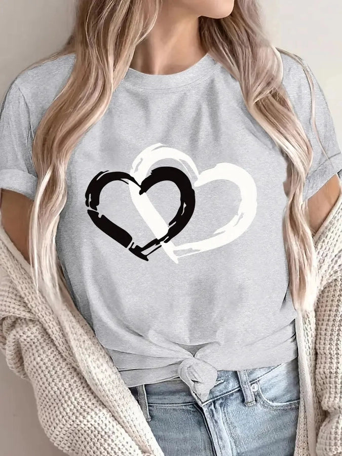 Women's T-shirt Short Sleeve T-Shirts Vacation Simple Style Heart Shape