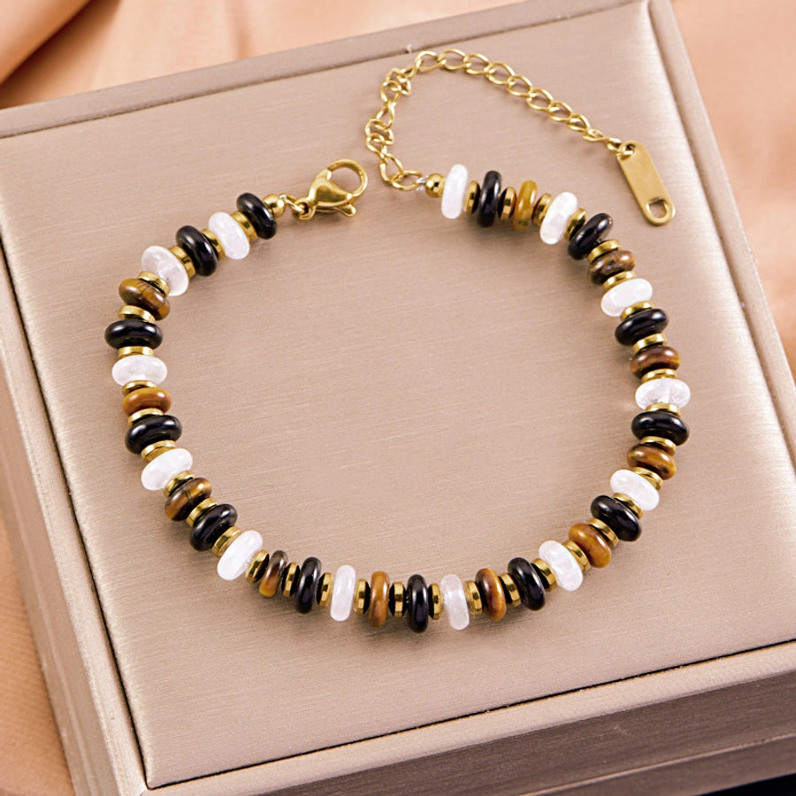 Jewelry Vintage Style Classic Style Geometric natural stone Tiger Eye Titanium Steel Plating Bracelets Necklace Jewelry Set