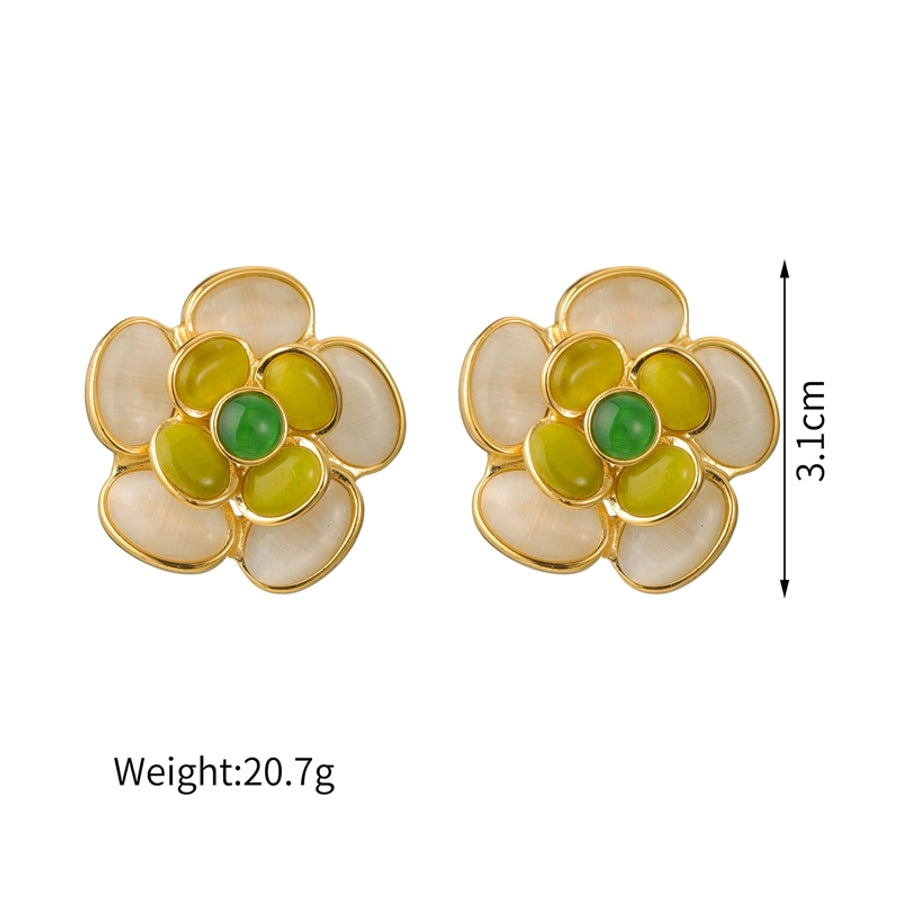 1 Piece Lady Flower 304 Stainless Steel 18K Gold Plated Stainless Steel Earrings