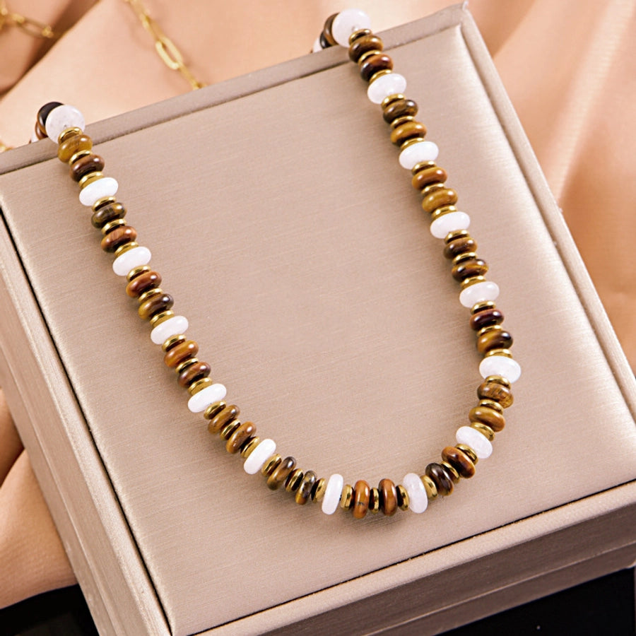 Jewelry Vintage Style Classic Style Geometric natural stone Tiger Eye Titanium Steel Plating Bracelets Necklace Jewelry Set