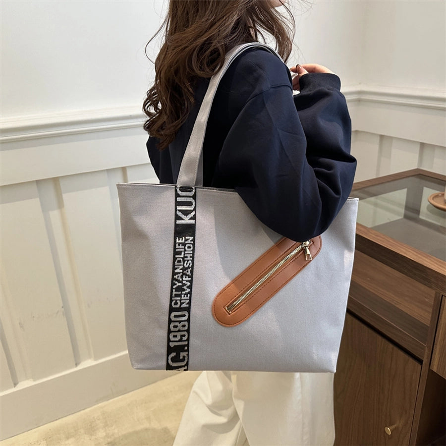 Women's Canvas Letter Streetwear Square Zipper Shoulder Bag