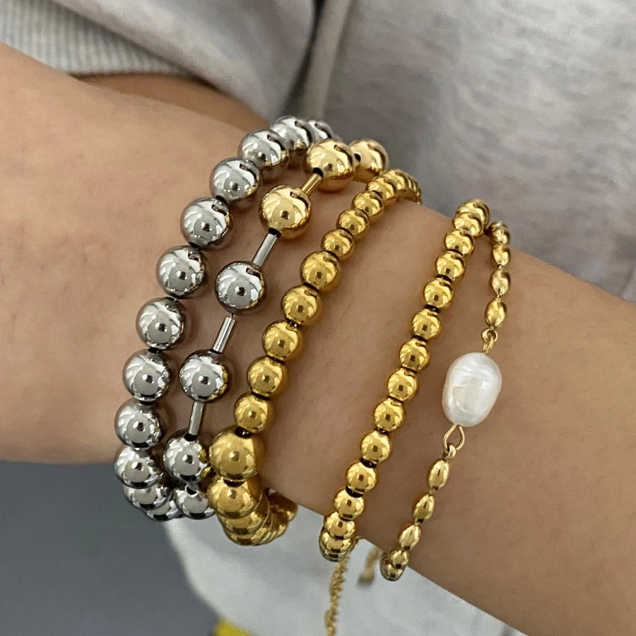 Streetwear Geometric 304 Stainless Steel 18K Gold Plated ball chain Bracelets In Bulk