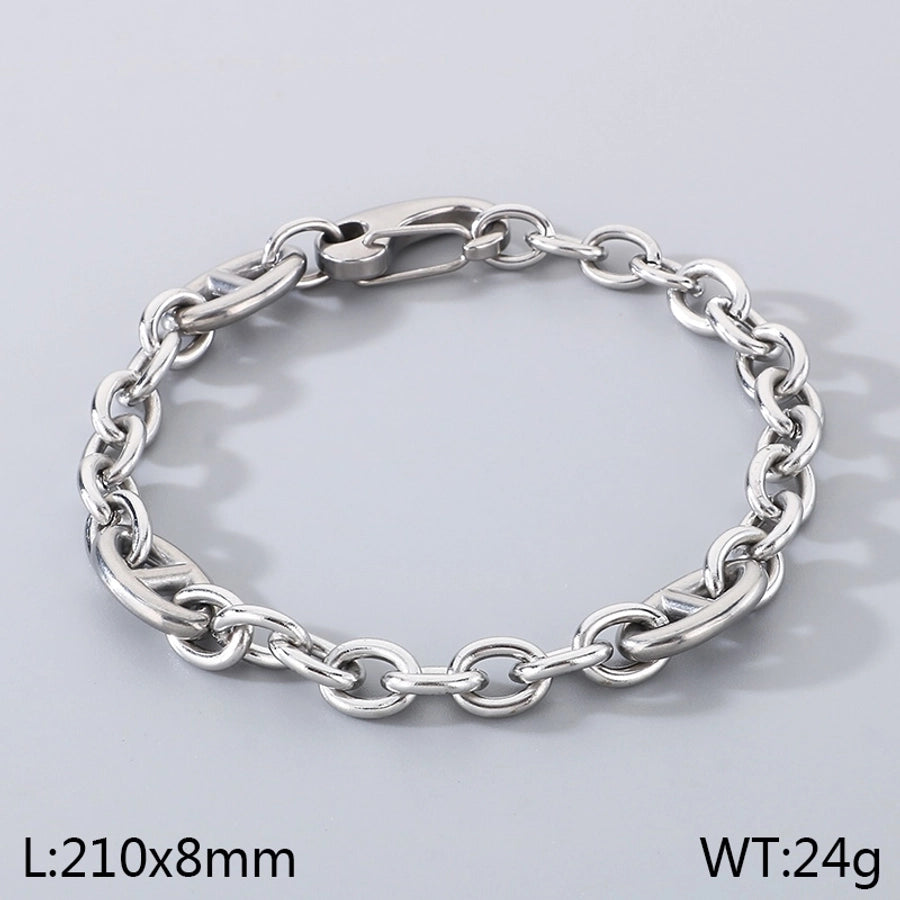 Simple Style Geometric 304 Stainless Steel 18K Gold Plated cable chain Bracelets In Bulk