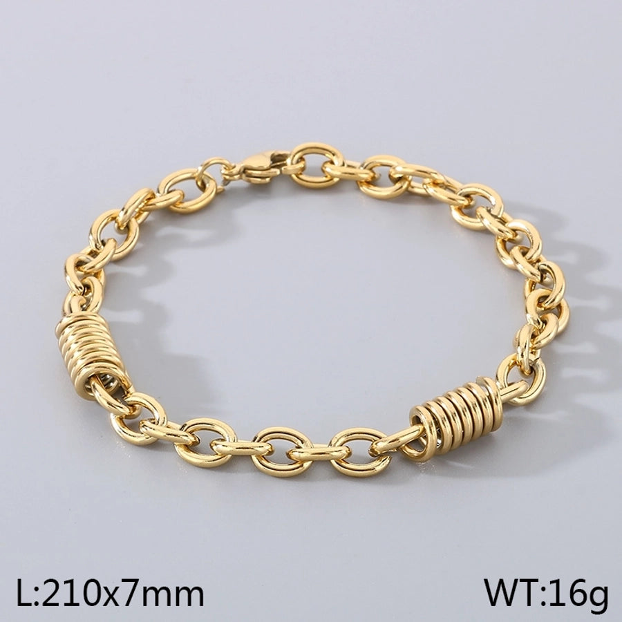 Simple Style Solid Color 304 Stainless Steel 18K Gold Plated cable chain Bracelets In Bulk