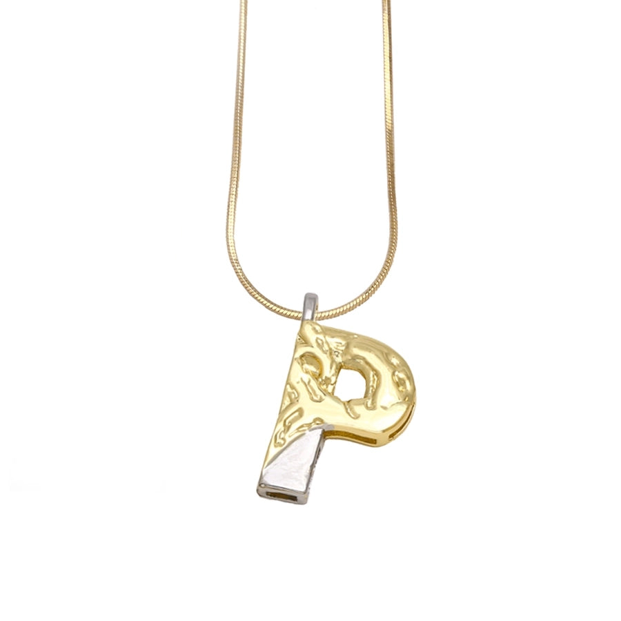 Copper 18K Gold Plated Plating Letter Pendant Necklace