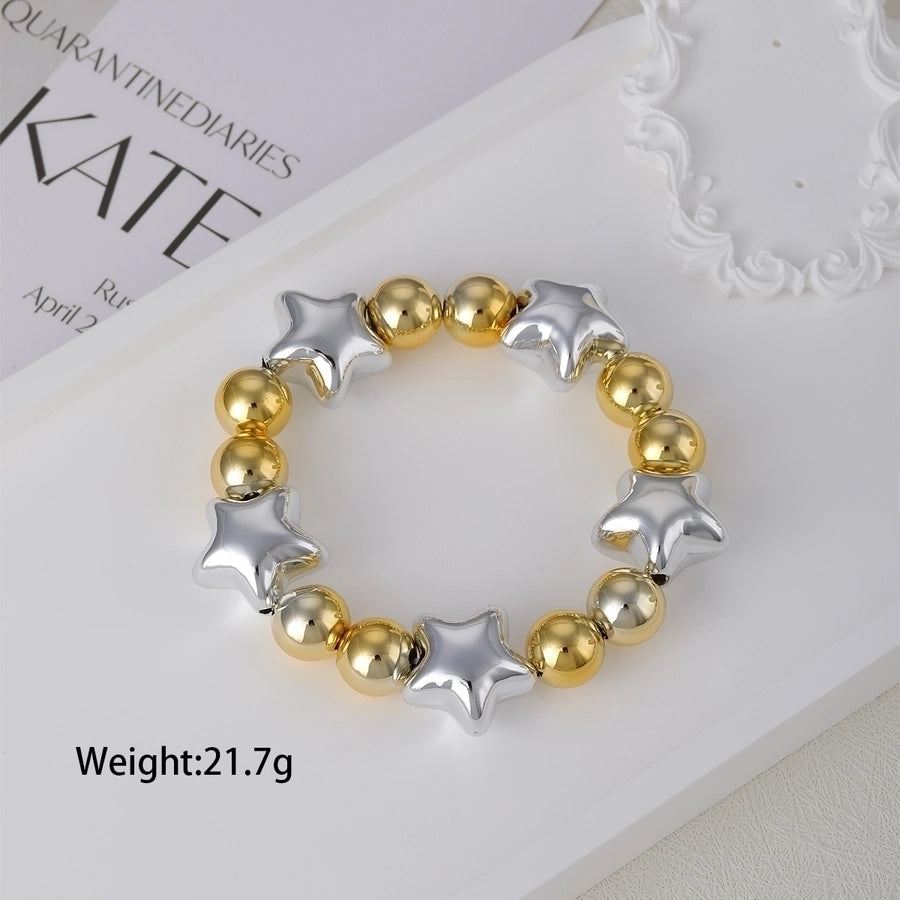 Simple Style Commute Pentagram Round Heart Shape 18K Gold Plated CCB  Beaded Bracelets