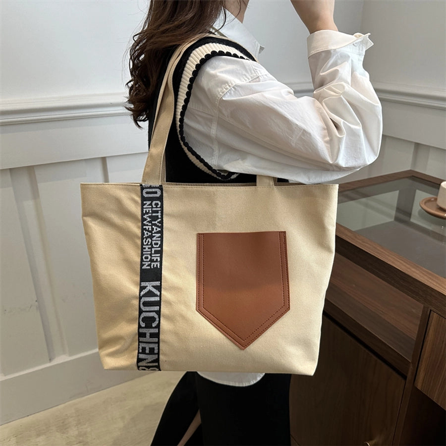 Women's Canvas Letter Streetwear Square Zipper Shoulder Bag