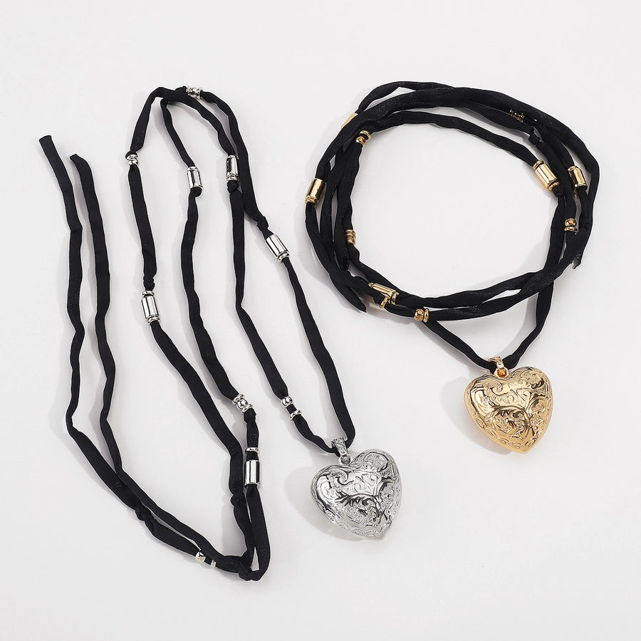 Casual Elegant Streetwear Heart Shape CCB Cloth  Pendant Necklace