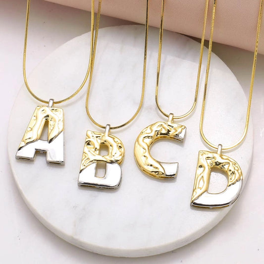 Copper 18K Gold Plated Plating Letter Pendant Necklace