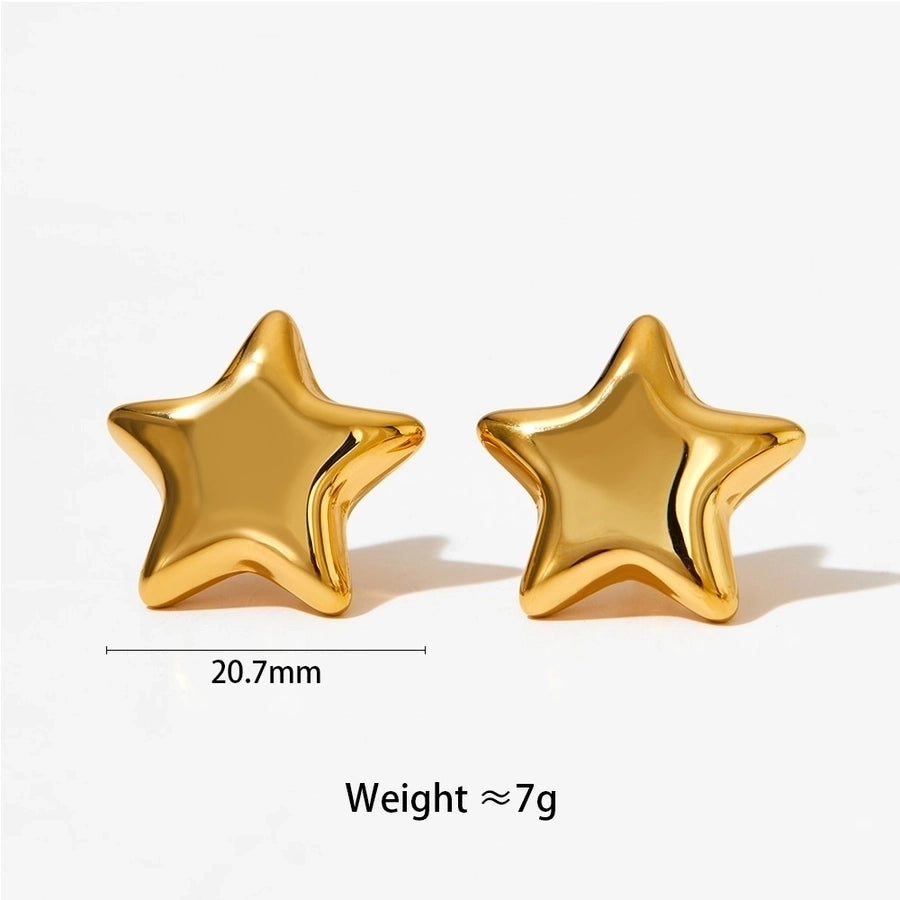 304 Stainless Steel 16K Gold Plated White Gold Plated Gold Plated Simple Style Classic Style Polishing Plating Star Earrings Necklace