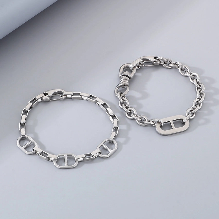 Simple Style Geometric 304 Stainless Steel 18K Gold Plated cable chain Bracelets In Bulk