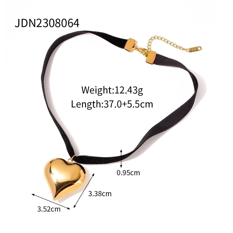 Jewelry Classic Style Heart Shape Stainless Steel Cloth 18K Gold Plated Plating Pendant Necklace