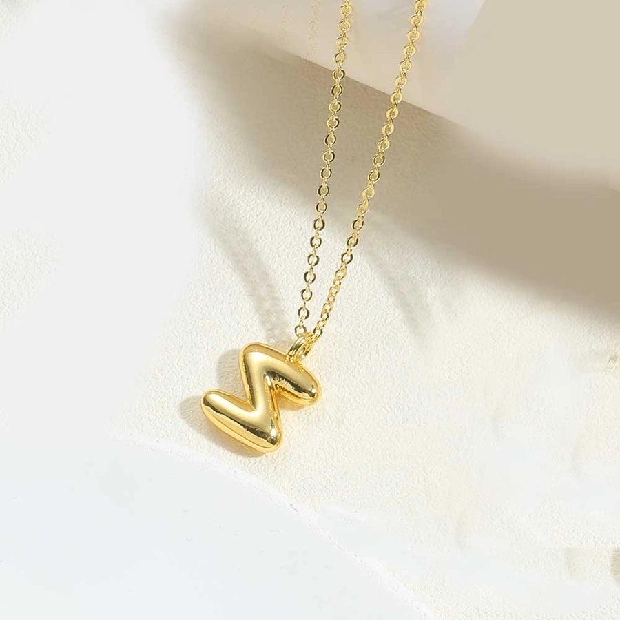 Copper 14K Gold Plated Simple Style letter Pendant Necklace