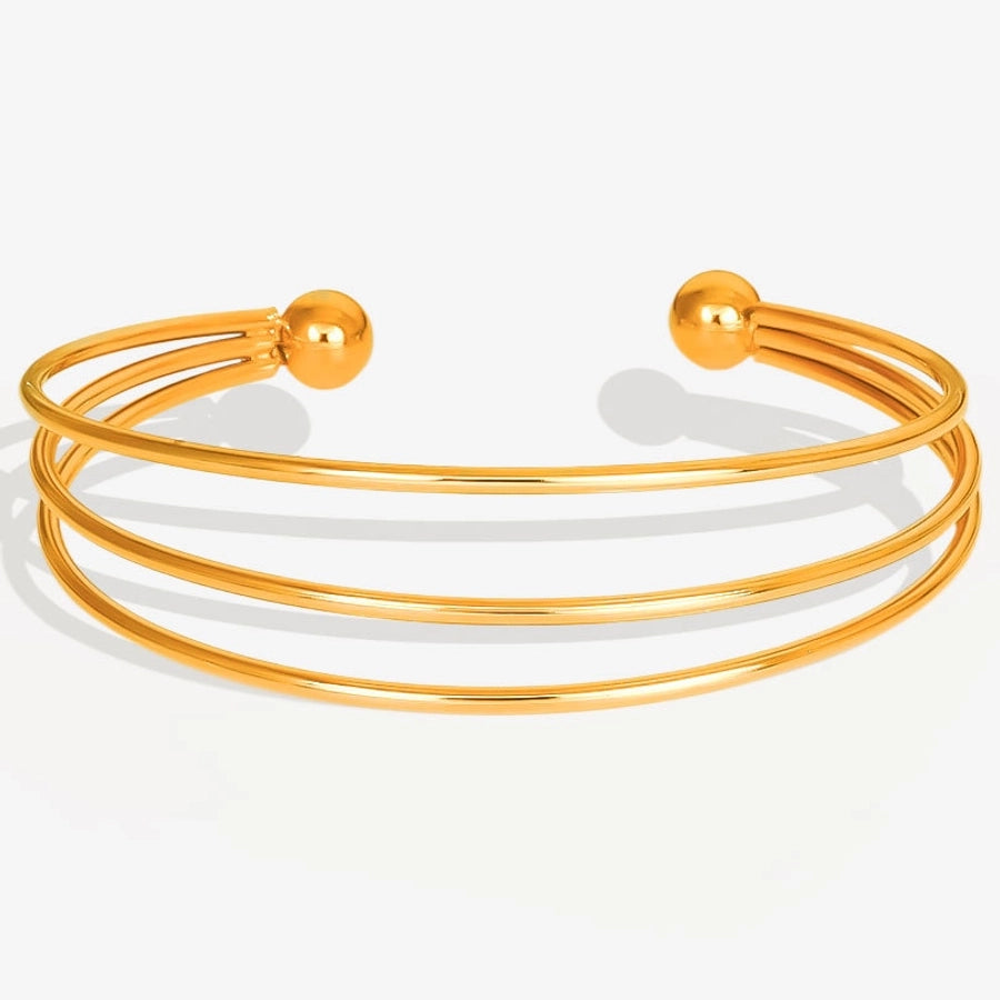 IG Style Solid Color 304 Stainless Steel 18K Gold Plated Bangle In Bulk Stainless Steel Bracelets