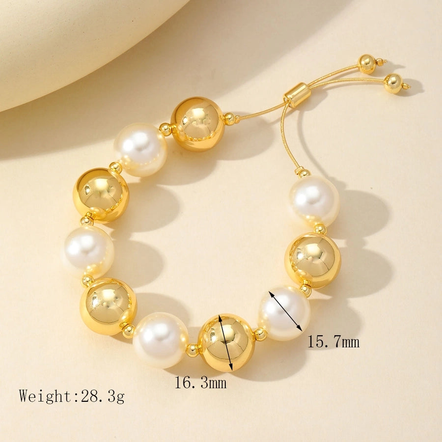 Jewelry Simple Style Classic Style Solid Color Copper 18K Gold Plated Bracelets