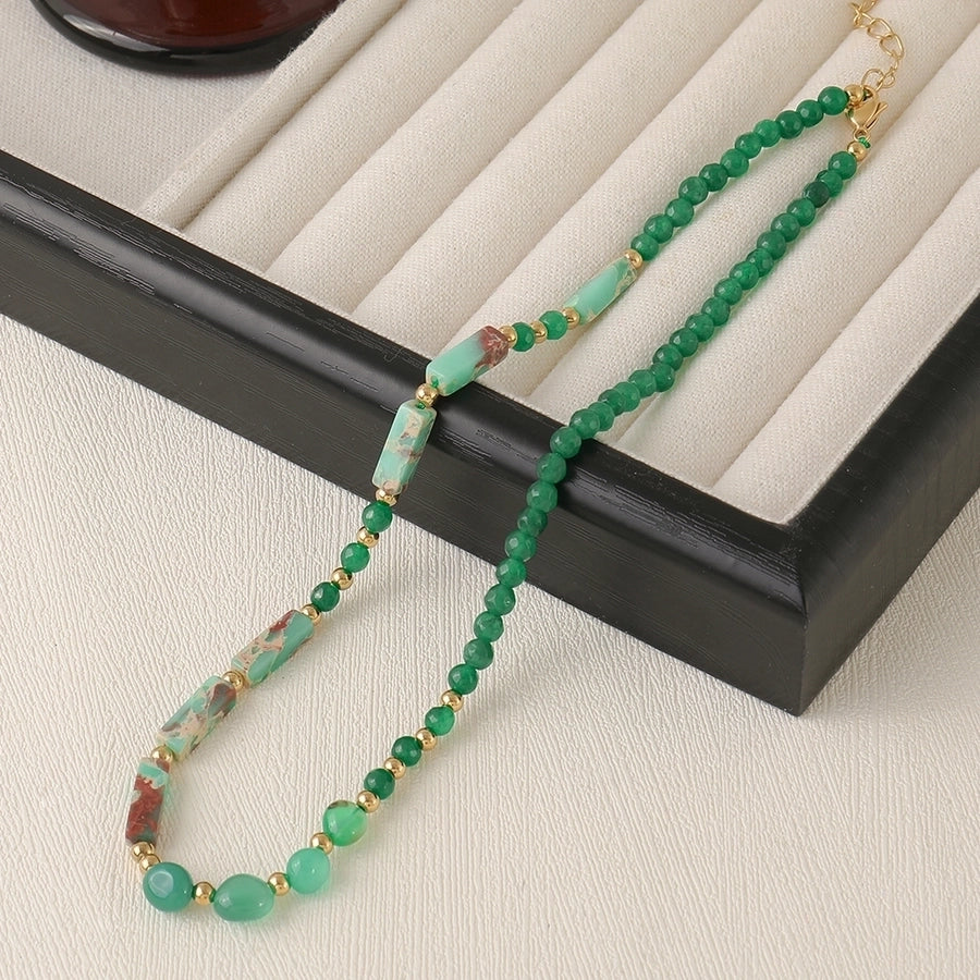 Casual Cute Irregular natural stone Copper Beaded Chain Necklace In Bulk Natural stone necklace