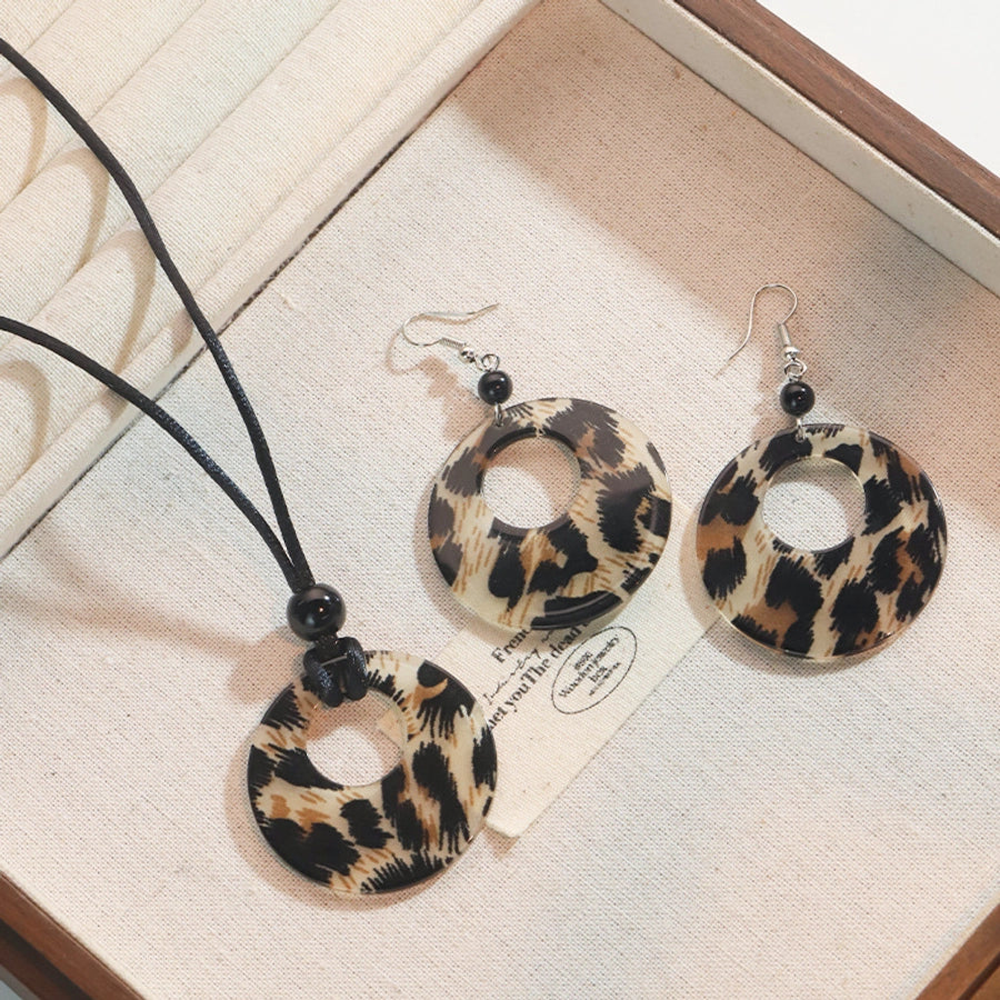 Simple Style Streetwear Leopard Arylic rope Women's Earrings Necklace