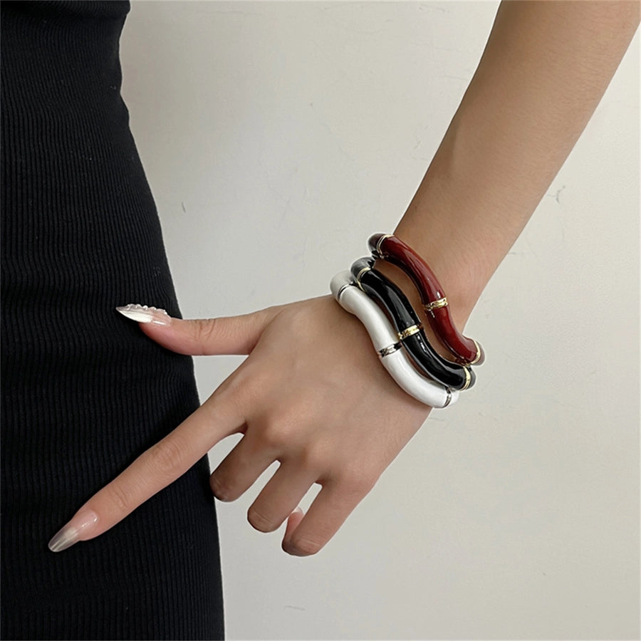 Jewelry Casual Vintage Style Simple Style Waves Copper Alloy Enamel Bangle