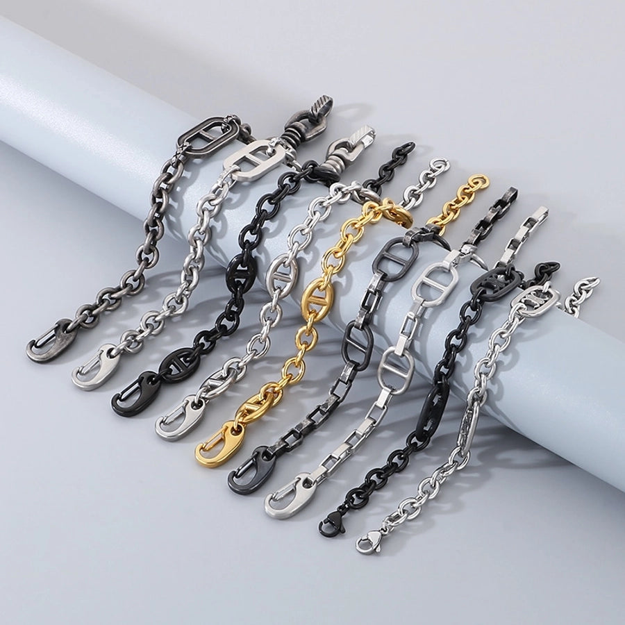 Simple Style Geometric 304 Stainless Steel 18K Gold Plated cable chain Bracelets In Bulk