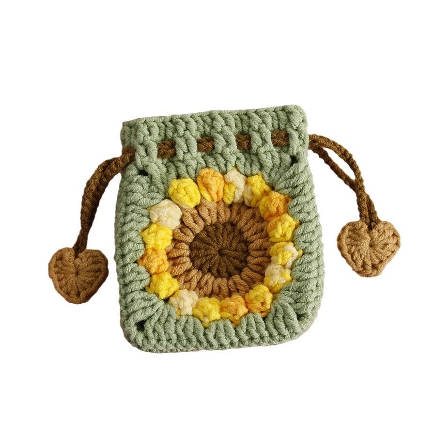 Women's Flower yarn Lace-Up Coin Purses