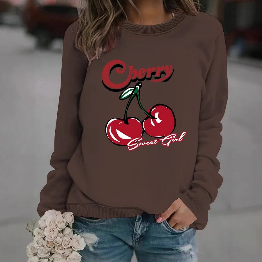 Hoodies & Sweatshirts Long Sleeve Printing Streetwear Cherry