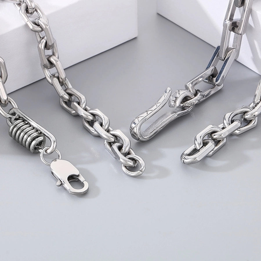 Simple Style Solid Color 304 Stainless Steel cable chain Bracelets In Bulk