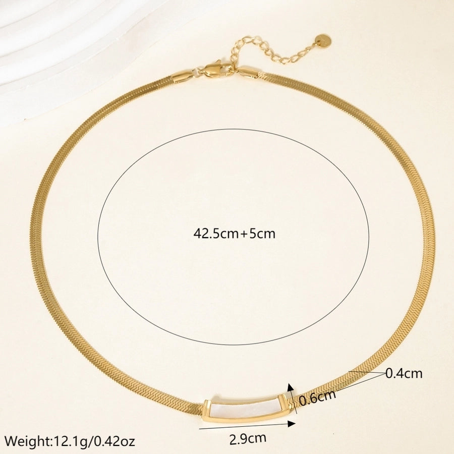 Jewelry Simple Style Solid Color 304 Stainless Steel Shell 14K Gold Plated Polishing Inlay Necklace