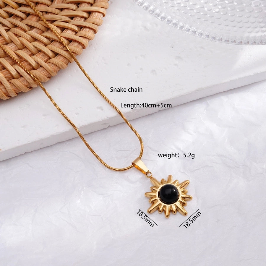 Jewelry Retro Simple Style Sun 304 Stainless Steel 316 Stainless Steel  Pendant Necklace