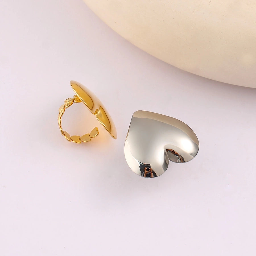 Jewelry Vacation Simple Style Commute Heart Shape 304 Stainless Steel 18K Gold Plated Open Rings