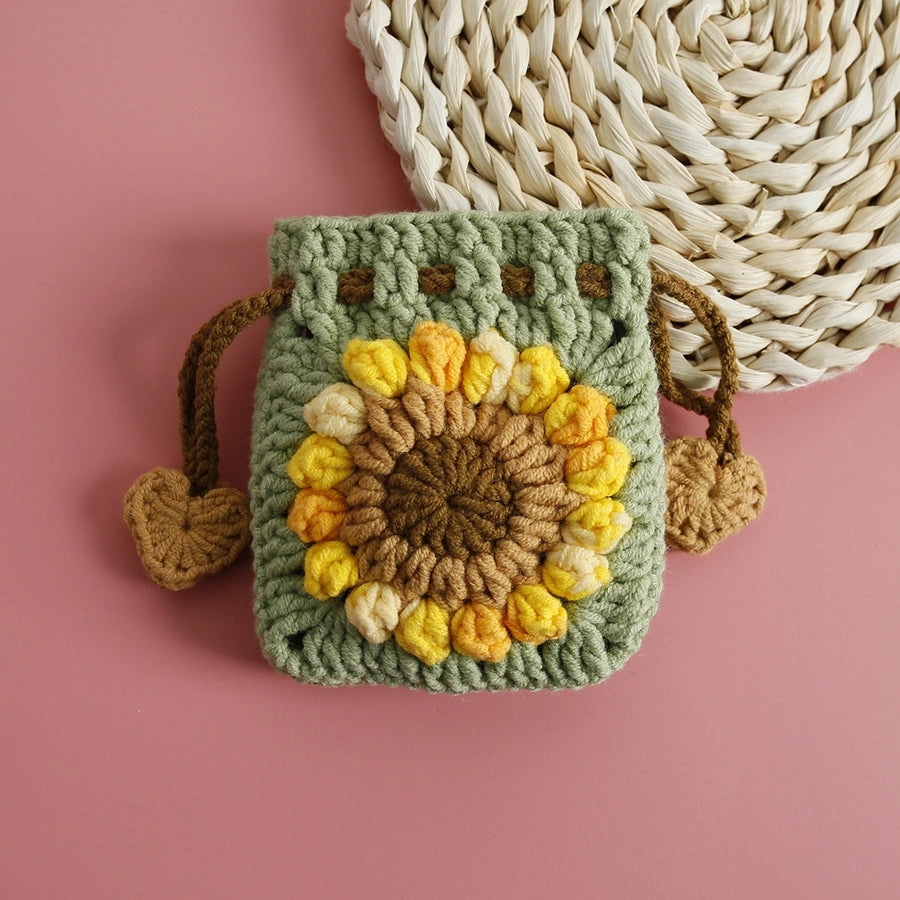 Women's Flower yarn Lace-Up Coin Purses