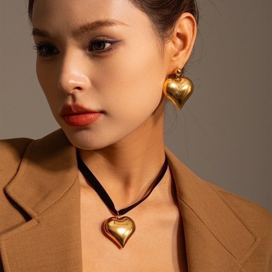 Jewelry Classic Style Heart Shape Stainless Steel Cloth 18K Gold Plated Plating Pendant Necklace