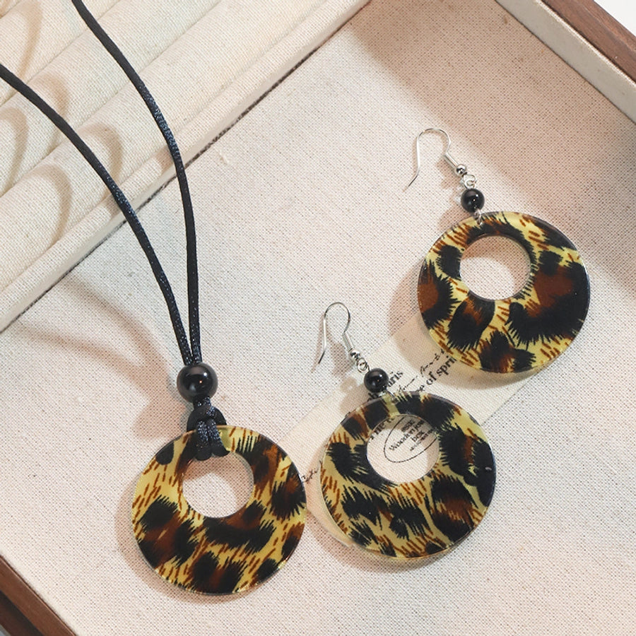 Simple Style Streetwear Leopard Arylic rope Women's Earrings Necklace