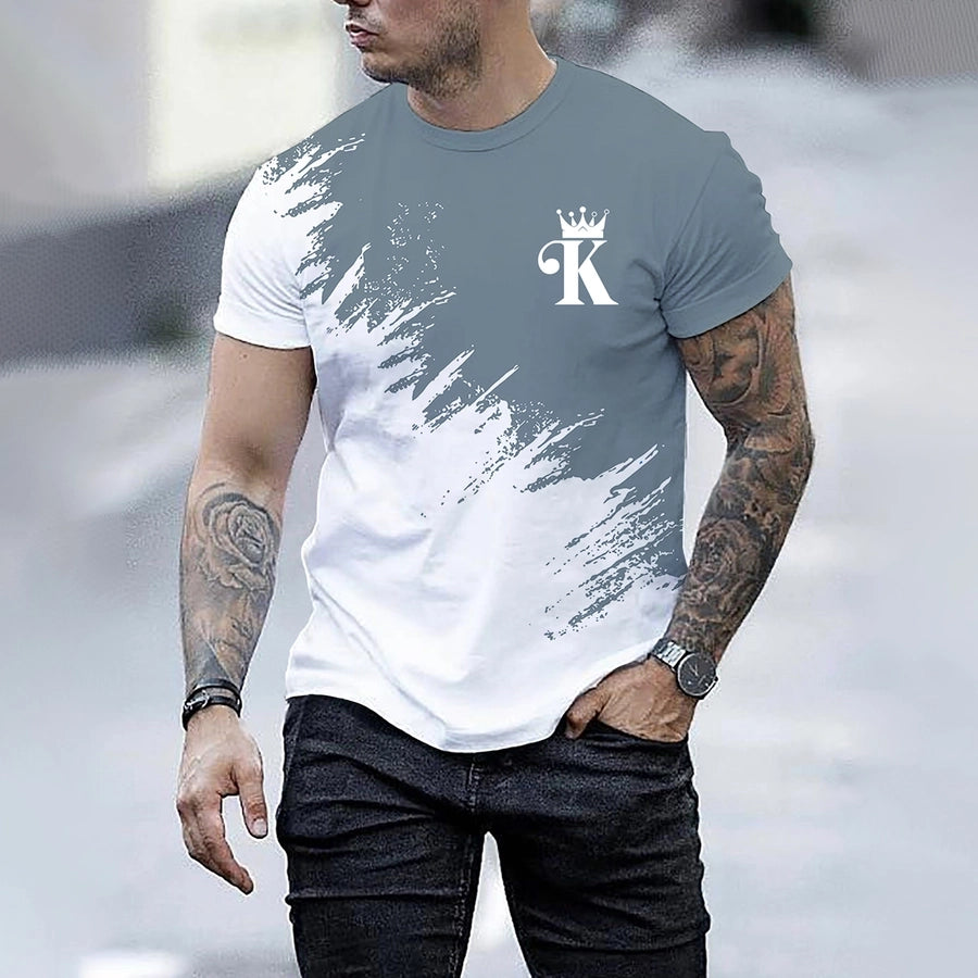 Men's Letter Basic Classic Style Round Neck Short Sleeve Regular Fit Men's T-shirt