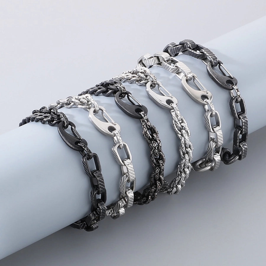 Simple Style Geometric 304 Stainless Steel Cuban Link Chain Curb Chain Bracelets In Bulk