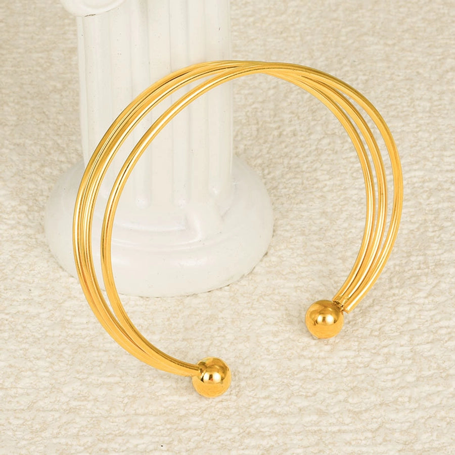 IG Style Solid Color 304 Stainless Steel 18K Gold Plated Bangle In Bulk Stainless Steel Bracelets