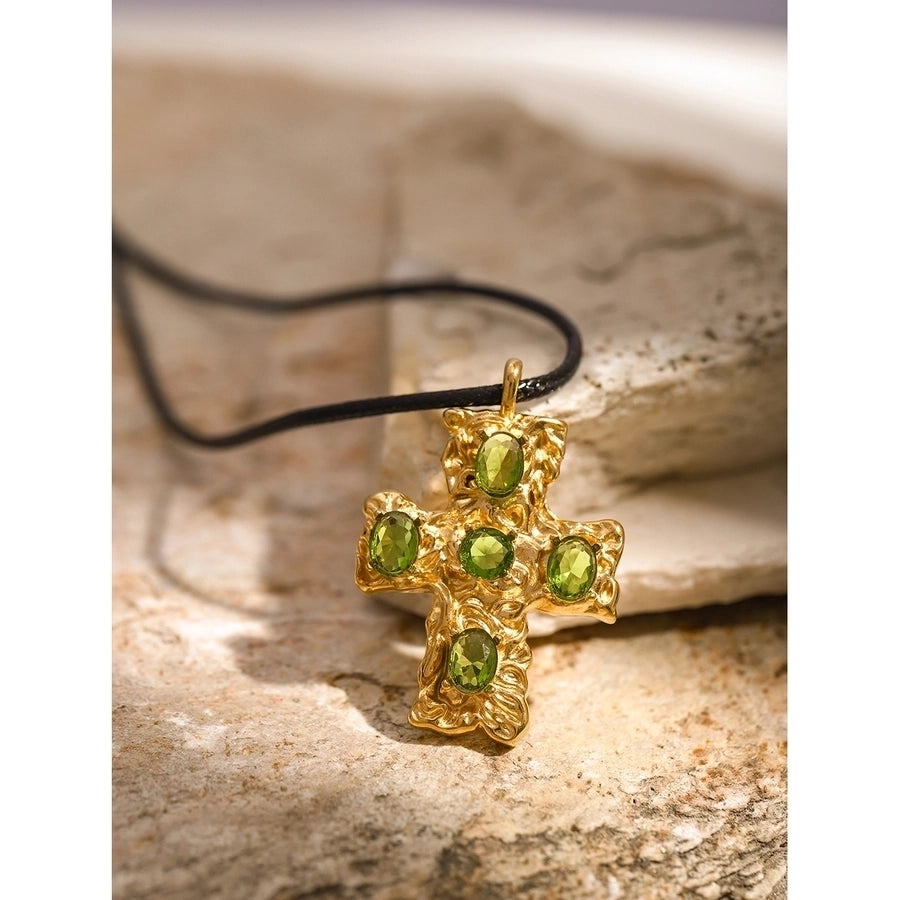 316 Stainless Steel  18K Gold Plated IG Style Modern Style Classic Style Inlay Cross Rhinestones Pendant Necklace