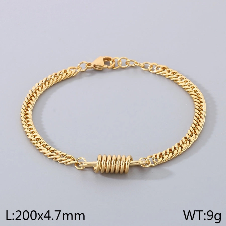 Simple Style Solid Color 304 Stainless Steel 18K Gold Plated cable chain Bracelets In Bulk