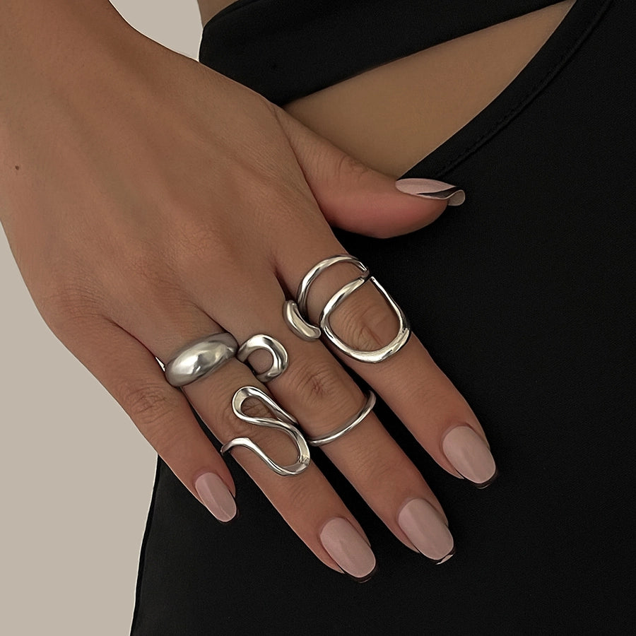 Classic Style Geometric Alloy Plating Women's Open Rings