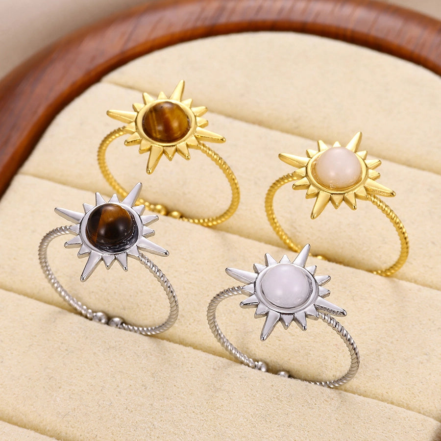 Jewelry Bohemian Sun 304 Stainless Steel 18K Gold Plated Open Rings