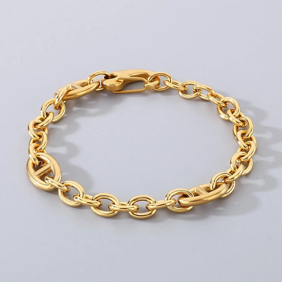 Simple Style Geometric 304 Stainless Steel 18K Gold Plated cable chain Bracelets In Bulk