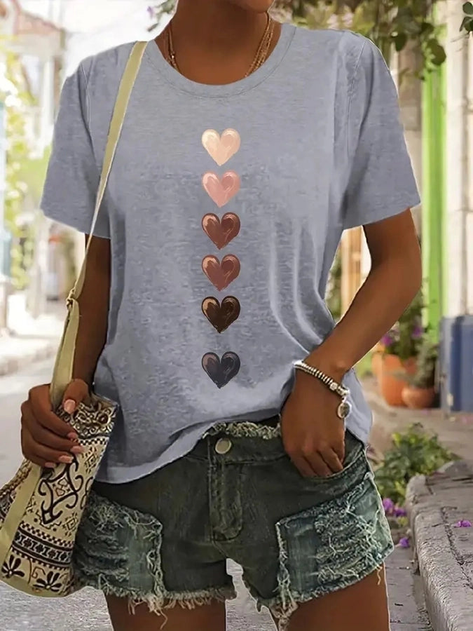 Women's T-shirt Short Sleeve T-Shirts Vacation Simple Style Heart Shape