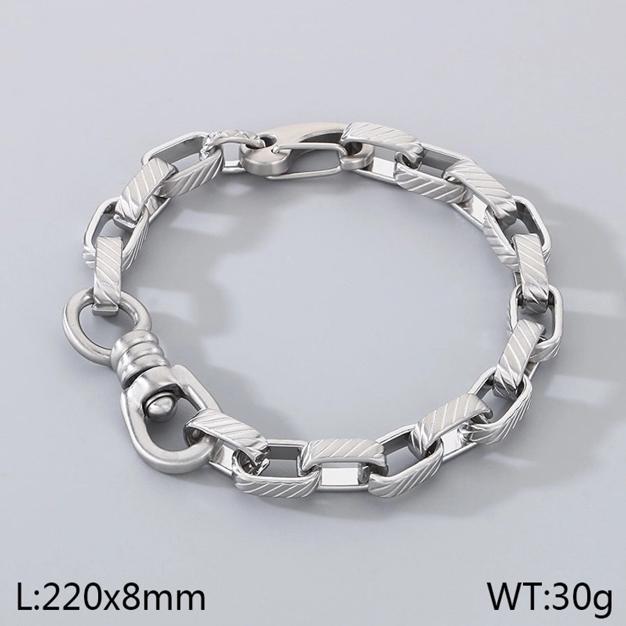 Simple Style Geometric 304 Stainless Steel Cuban Link Chain Curb Chain Bracelets In Bulk